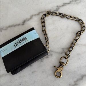 Cazoro Men's RFID Vintage Leather Trifold Chain Wallet